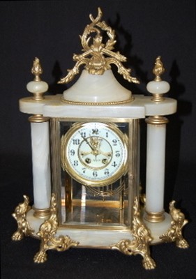 Ornate Gilbert Onyx Crystal Regulator Clock — Antique Clocks Price Guide