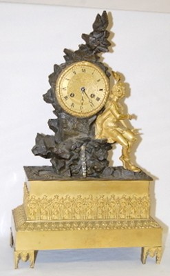 French Dore Animated Fountain Clock w/ Man — Antique Clocks Price Guide