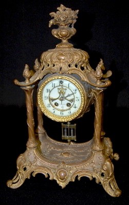 Antique Gilbert Fancy Metal Shelf Clock — Antique Clocks Price Guide