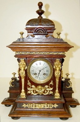 Antique Lenzkirch Bronze and Walnut Shelf Clock — Antique Clocks Price Guide