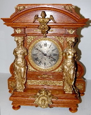 Ansonia "Senator" Oak Figural Bracket Clock — Antique Clocks Price Guide