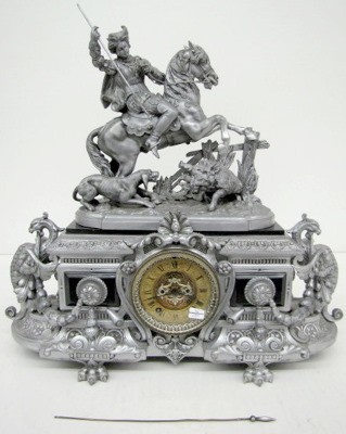 Ansonia "Eureka and Boar Hunter" Statue Clock — Antique Clocks Price Guide