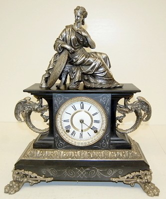 Ansonia "Belgium" Clock W/ Lady and Griffins — Antique Clocks Price Guide