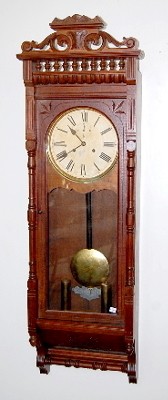Ansonia Walnut "Santa Fe" 2 Weight Regulator — Antique Clocks Price Guide