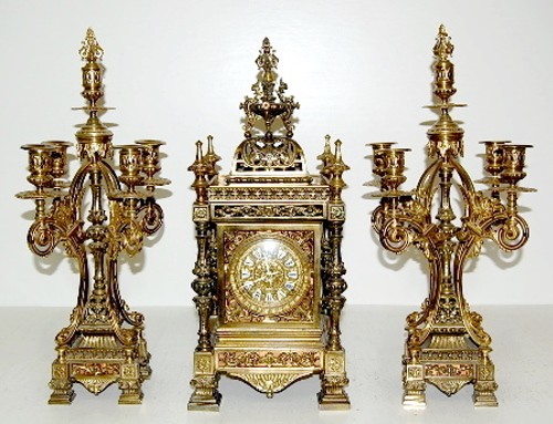 Ansonia "Regent" Clock w/ Candle Sides — Antique Clocks Price Guide