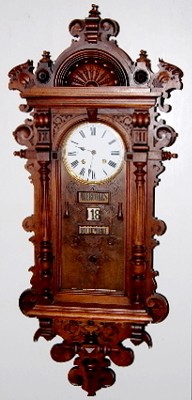 Antique French Walnut Calendar Wall Clock — Antique Clocks Price Guide