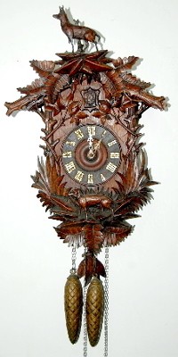 Black Forest Deer and Dog Carved Cuckoo Clock — Antique Clocks Price Guide