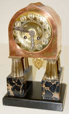Lenzkirch Copper, Brass and Marble Shelf Clock — Antique Clocks Price Guide