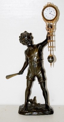 Cricket Player Figural Swinger — Antique Clocks Price Guide