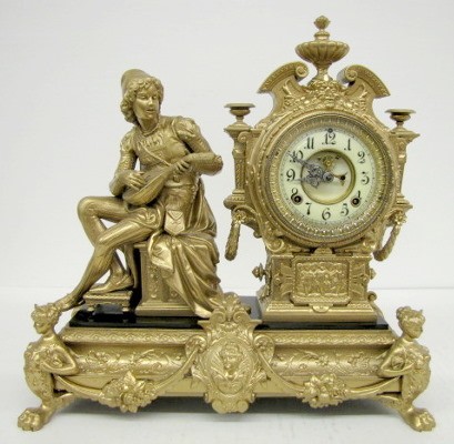 Ansonia "Bard" Antique Statue Clock — Antique Clocks Price Guide