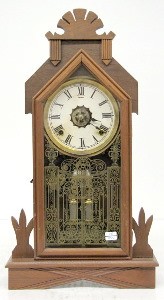 Ansonia Walnut Kitchen Clock W/Alarm — Antique Clocks Price Guide