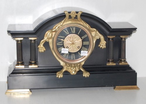 Japy Freres Slate Mantel Clock w/Lion Bezel — Antique Clocks Price Guide