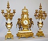 Brass and Marble Figural "Pan" Garniture Set