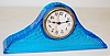 Blue Daisy and Button Pattern Glass Mantle Clock