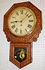 Antique New Haven Carved Oak Schoolhouse Clock
