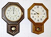 2 Antique Short Drop Schoolhouse Clocks
