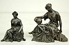 2 Seated Lady Metal Clock Statues