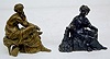 2 Seated Female Metal Clock Statues