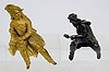 2 Male Metal Clock Statues: Cavalier and King