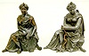 2 Seated Female Metal Clock Statues