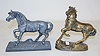 2 Fancy Prancing Horse Metal Clock Statues