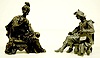 2 Seated Male Metal Clock Statues