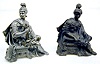 2 Seated Male Warrior Metal Clock Statues