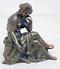 Clock Statue of Lady Sitting w/ Elbow on Knee