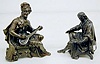 2 Seated Men Metal Clock Statues