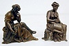 2 Seated Women Metal Clock Statues