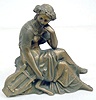 Clock Statue of Lady Sitting W/ Elbow on Knee