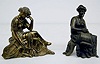 2 Seated Women Metal Clock Statues