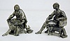 2 Seated Metal Scholar Clock Statues