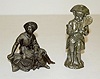 2 Metal Clock Statues: Seated Man and Boy W/Violin
