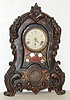 Antique Iron Front Shelf Clock W/ M.O.P. Inlay