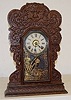 Antique Oak Face Carved Kitchen Clock w/ Alarm