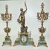 Antique French 3 Piece Clock Set "La Travail"