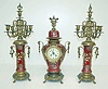 French Porcelain Urn Clock and Candelabra Set