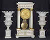French Empire 3pc Alabaster and Bronze Clock Set