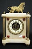 Antique French Alabaster Clock W/ Lion Figure
