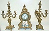 Ansonia 3 Piece Clock Set W/ Porcelain Insert