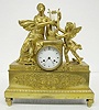 French Empire Dore Bronze Lady and Cherub Clock