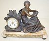 Ornate Antique French Clock W/ Lady and Scroll