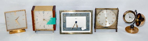 5 Metal Alarm Clocks: Elgin, Kienzle, JB Hudson + — Antique Clocks Price Guide