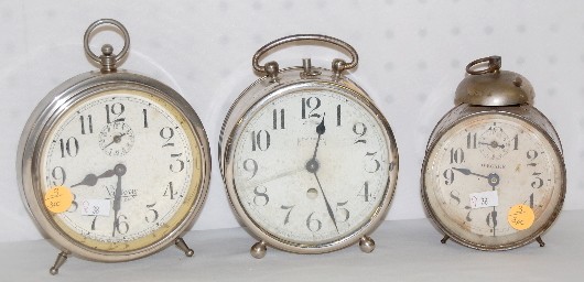 3 Alarm Clocks: Wecker, New Haven &amp; Victory — Antique Clocks Price Guide