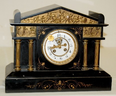 L. Marti &amp; Cie Slate and Metal Mantel Clock — Antique Clocks Price Guide