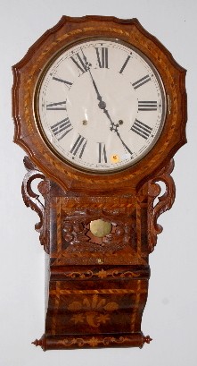 English Inlaid Scroll Wall Clock — Antique Clocks Price Guide