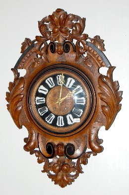 Ornate Carved Leaf &amp; Nut Wall Clock — Antique Clocks Price Guide