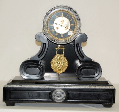 French Slate &amp; Marble Mantel Clock — Antique Clocks Price Guide