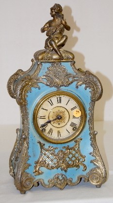 Kroeber "Pompadour" Enameled Iron Mantel Clock — Antique Clocks Price Guide